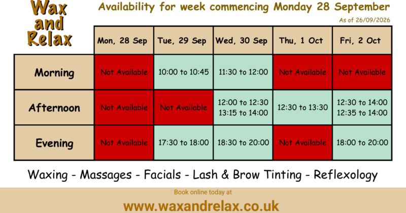 Ready to pamper yourself at Wax & Relax this week?